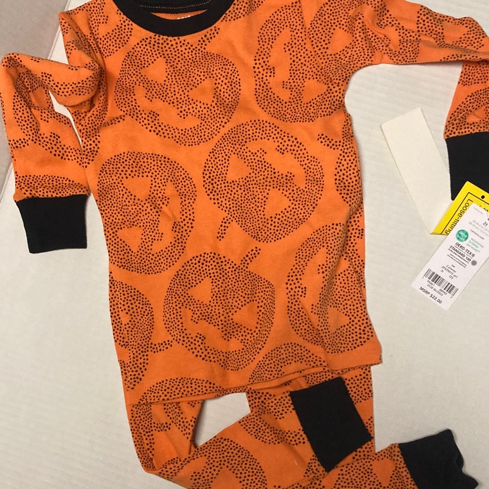 Carters Orange Pumpkin Print Pajama Set